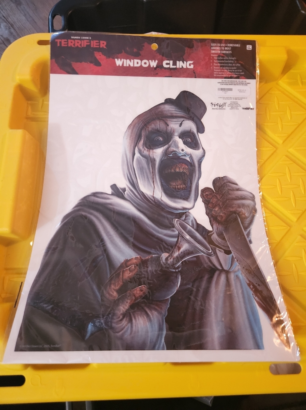 NWT Spirit Halloween Terrifier Art the Clown window cling